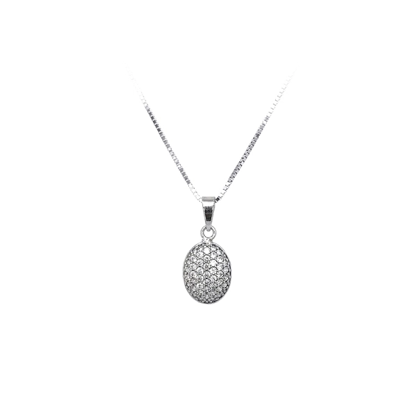 Mặt dây chuyền bằng vàng trắng đính đá zircon trắng