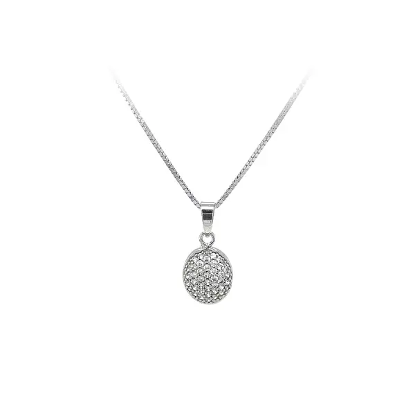 Mặt dây chuyền bằng vàng trắng đính đá zircon trắng