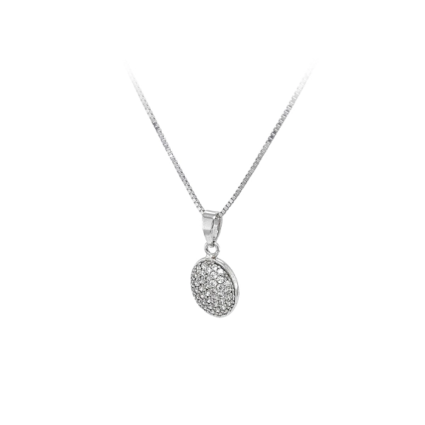 Mặt dây chuyền bằng vàng trắng đính đá zircon trắng