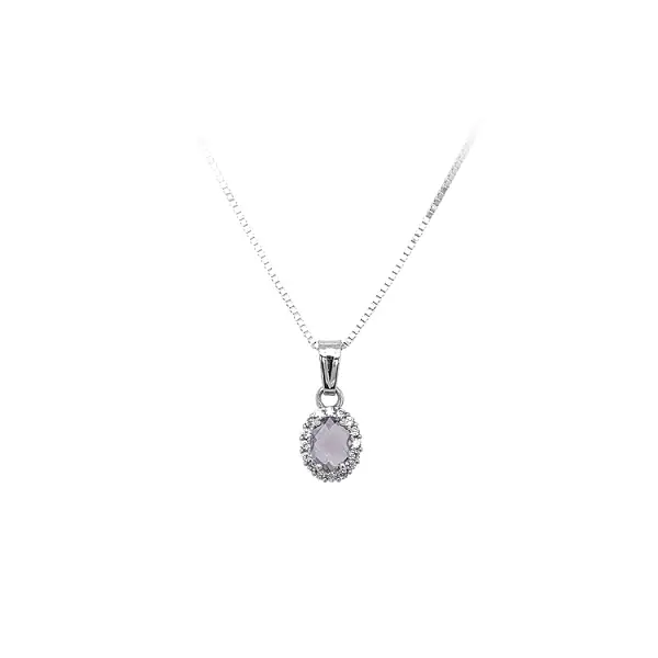 Mặt dây chuyền có đá tím làm từ vàng trắng