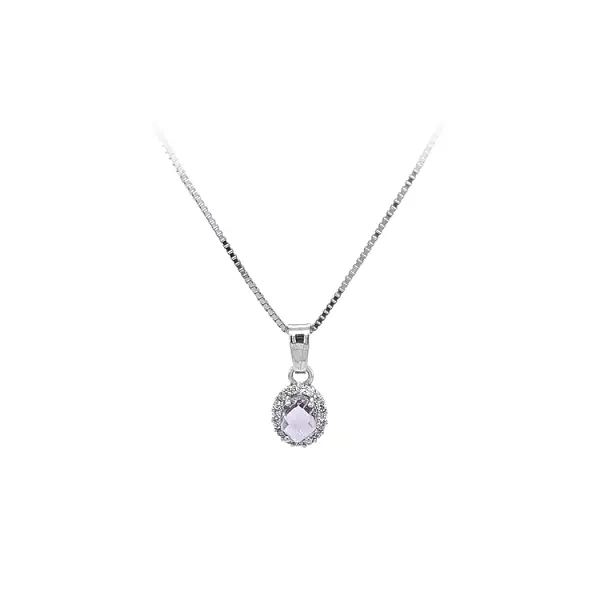 Mặt dây chuyền có đá tím làm từ vàng trắng