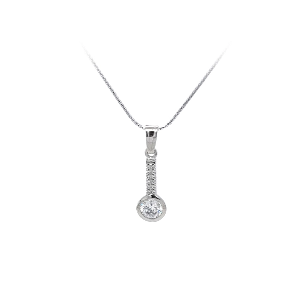 Mặt dây chuyền bằng vàng trắng đính đá zircon trắng