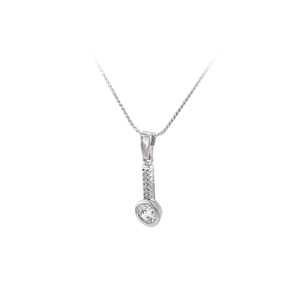 Mặt dây chuyền bằng vàng trắng đính đá zircon trắng