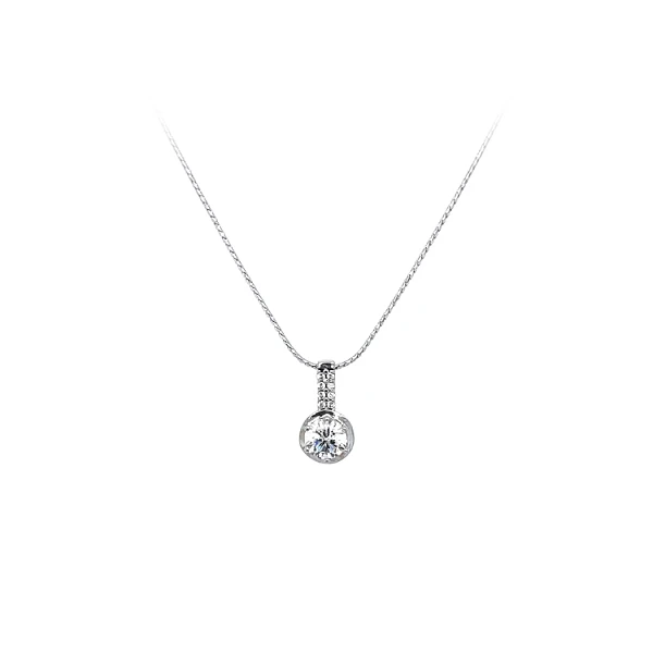 Mặt dây chuyền bằng vàng trắng đính đá zircon trắng