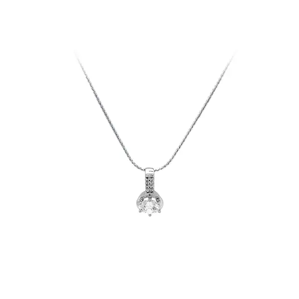 Mặt dây chuyền bằng vàng trắng đính đá zircon trắng