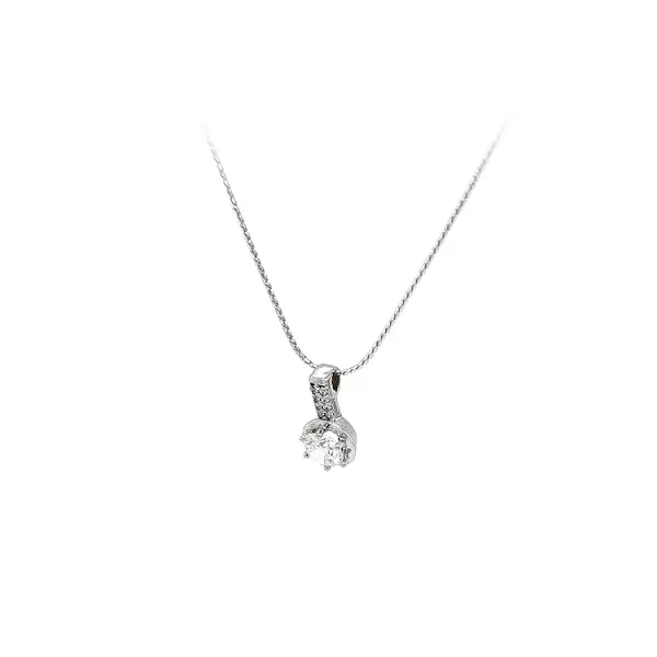 Mặt dây chuyền bằng vàng trắng đính đá zircon trắng