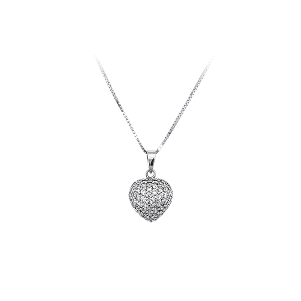 Mặt dây chuyền hình trái tim với đá zircon trắng vàng