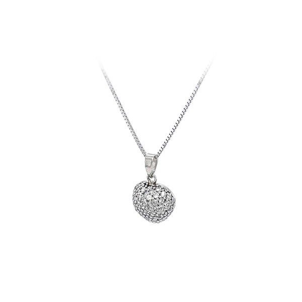 Mặt dây chuyền hình trái tim với đá zircon trắng vàng