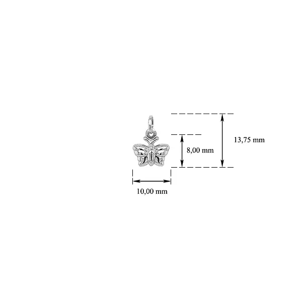 Mặt dây chuyền hình bướm bằng vàng trắng
