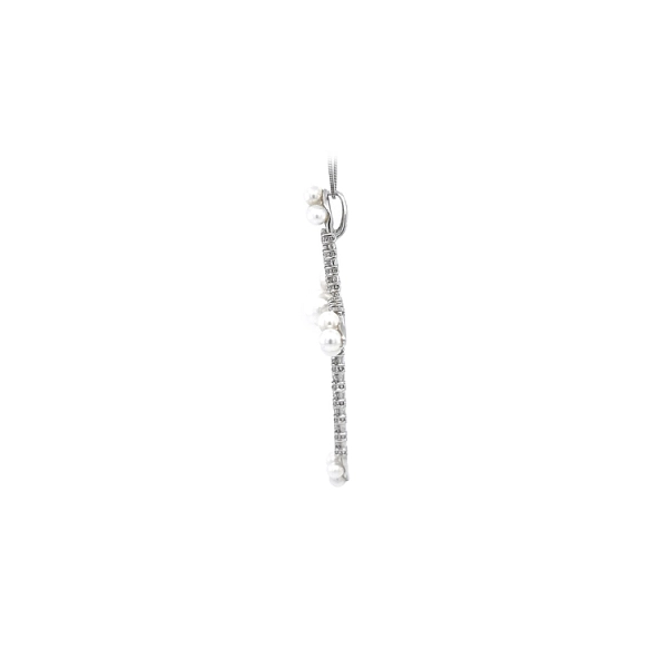Mặt dây chuyền hình thánh giá với ngọc trai và đá zircon trắng vàng