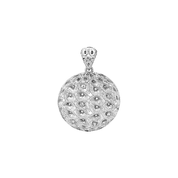 Mặt dây chuyền vàng trắng đính đá cubic zirconia