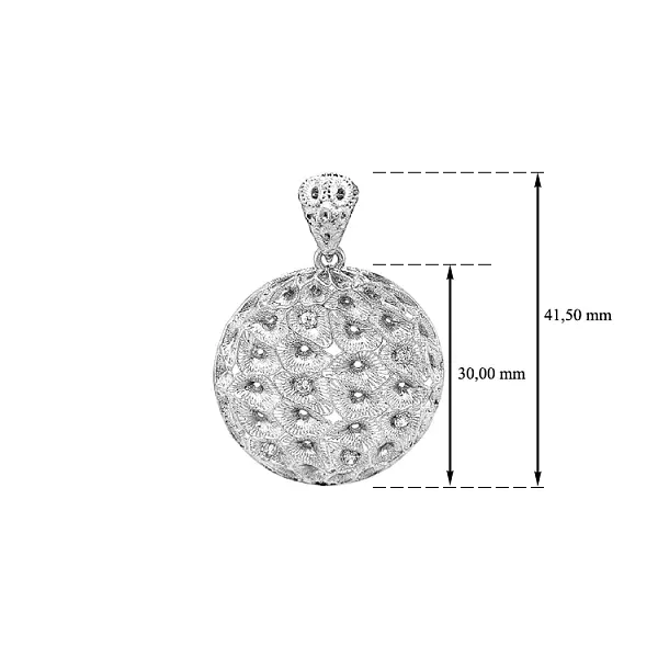 Mặt dây chuyền vàng trắng đính đá cubic zirconia