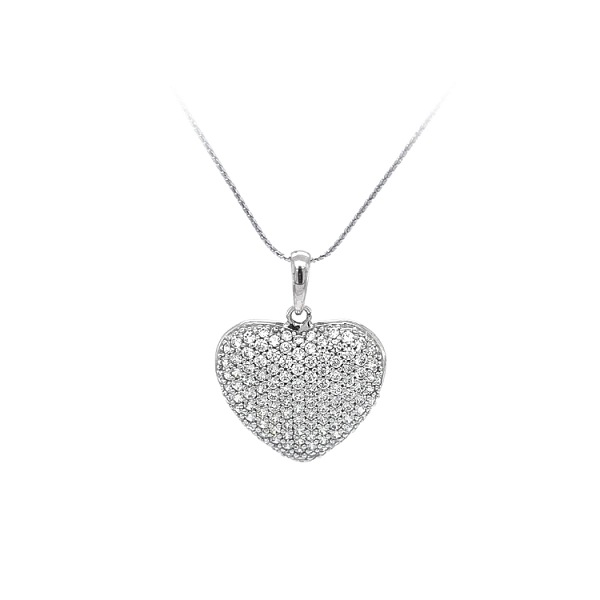 Mặt dây chuyền hình trái tim với đá zircon trắng vàng