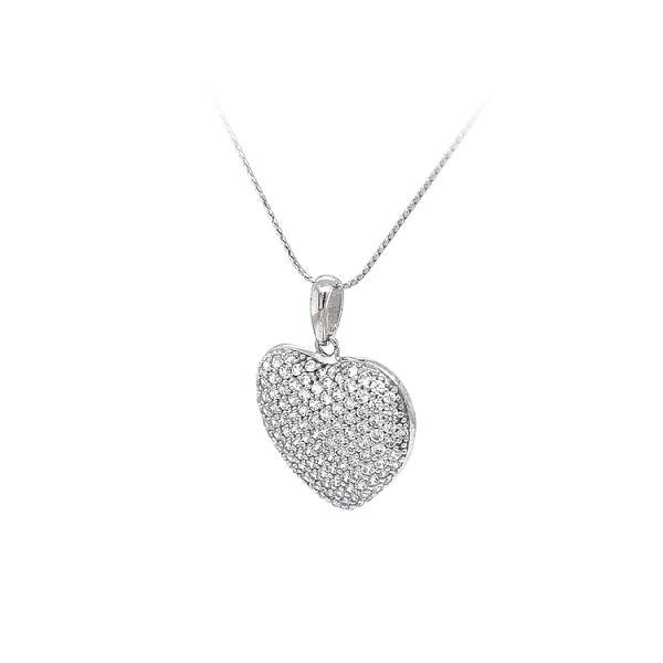 Mặt dây chuyền hình trái tim với đá zircon trắng vàng