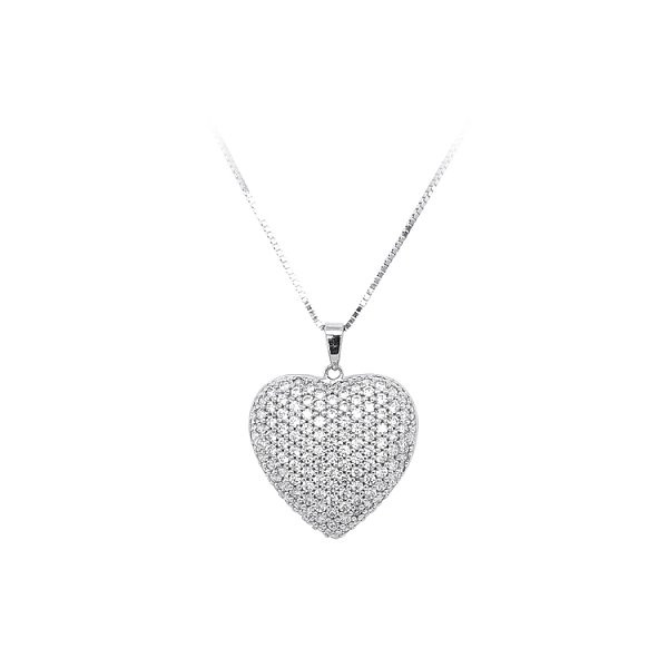 Mặt dây chuyền hình trái tim với đá zircon trắng vàng