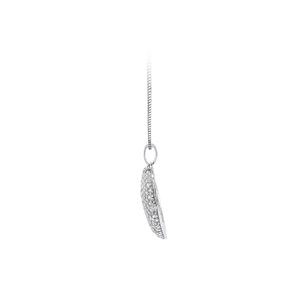 Mặt dây chuyền hình trái tim với đá zircon trắng vàng