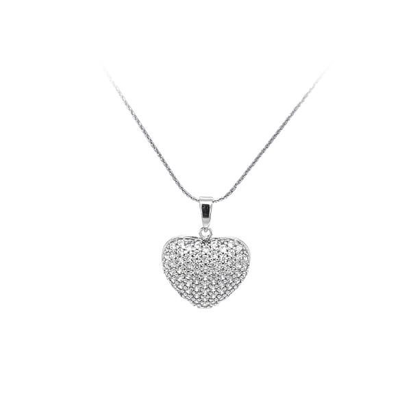 Mặt dây chuyền hình trái tim với đá zircon trắng vàng