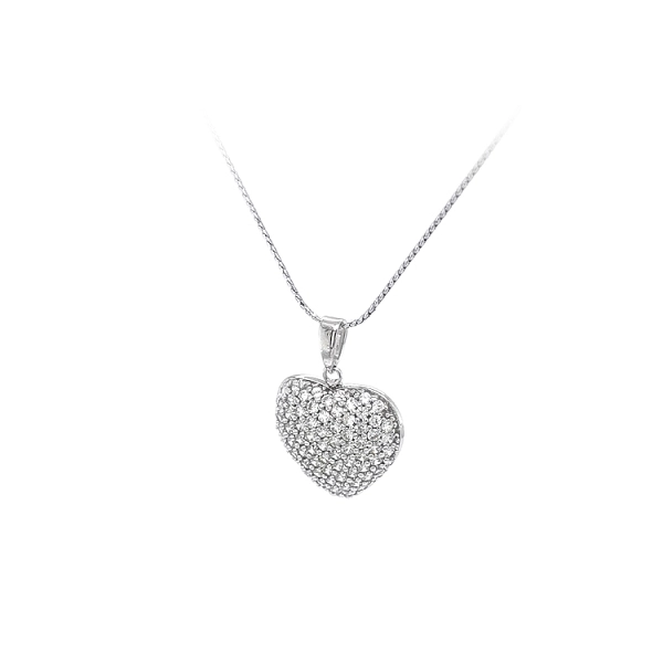 Mặt dây chuyền hình trái tim với đá zircon trắng vàng