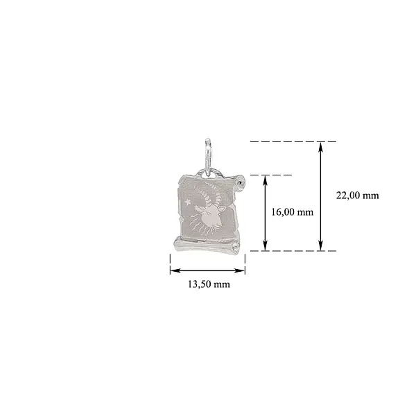 Mặt dây chuyền Zanamení Capricorn bằng vàng trắng