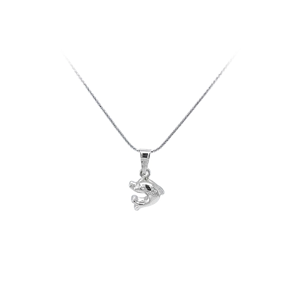 Mặt dây chuyền hình cá heo với đá zircon trắng vàng
