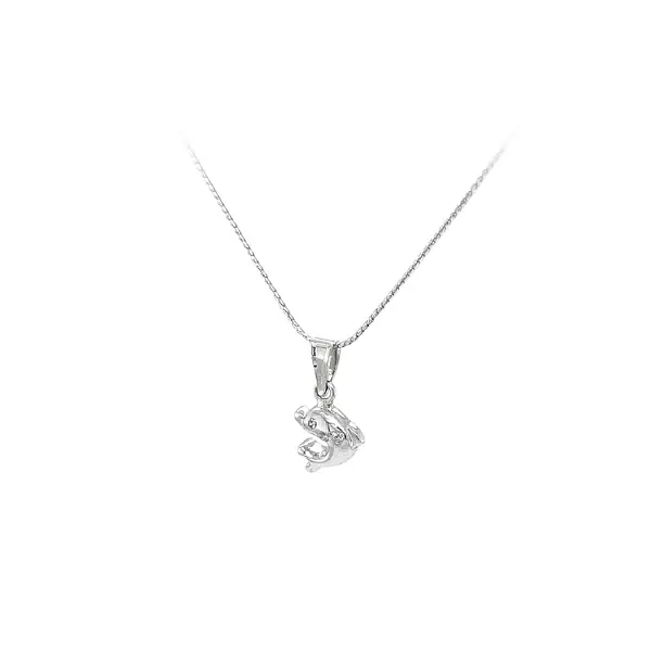 Mặt dây chuyền hình cá heo với đá zircon trắng vàng