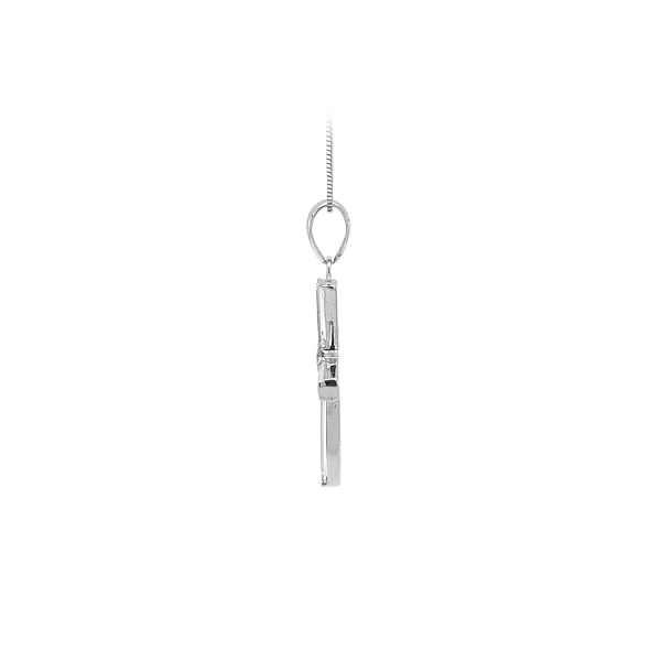 Mặt dây chuyền thánh giá với đá zircon trắng và vàng trắng
