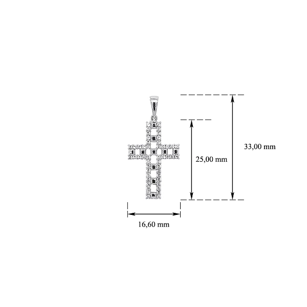Mặt dây chuyền thánh giá với đá zircon và vàng trắng
