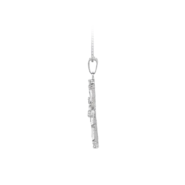 Mặt dây chuyền thánh giá với đá zircon trắng và vàng trắng