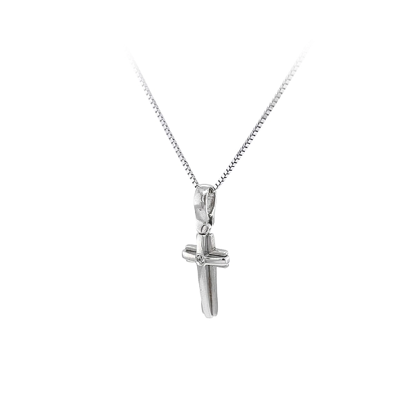 Mặt dây chuyền thánh giá đính đá zircon làm từ vàng trắng