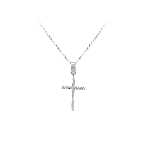 Mặt dây chuyền vàng hình thánh giá đính đá zircon