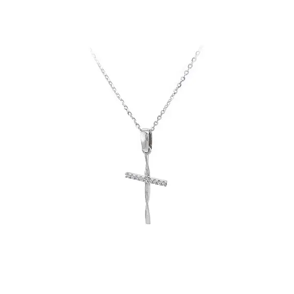 Mặt dây chuyền vàng hình thánh giá đính đá zircon