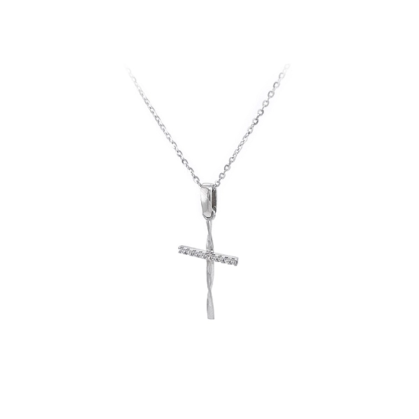 Mặt dây chuyền vàng hình thánh giá đính đá zircon