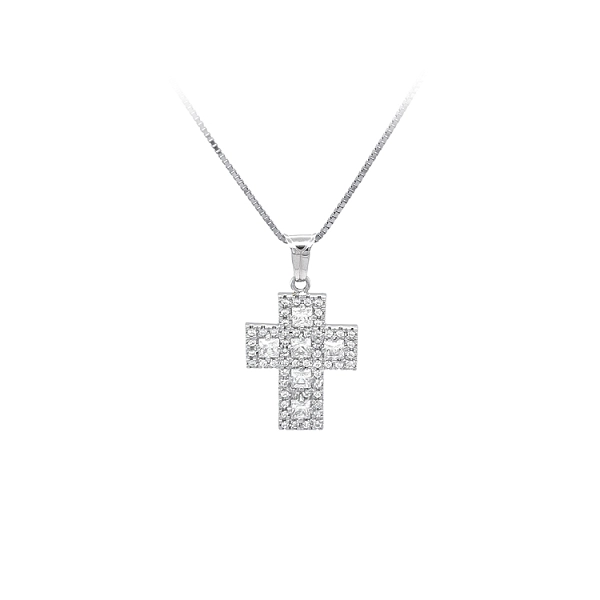Thiết kế chéo với đá zircon trắng và vàng