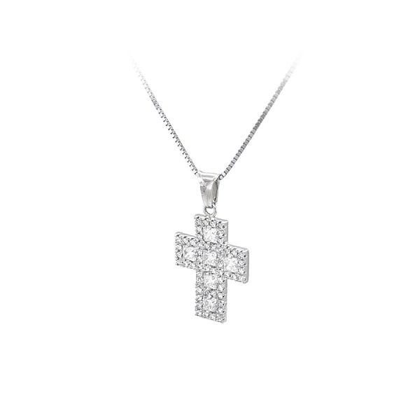 Thiết kế chéo với đá zircon trắng và vàng