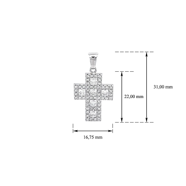 Thiết kế chéo với đá zircon trắng và vàng