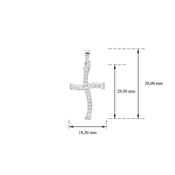 Thánh giá bằng vàng trắng đính đá zircon