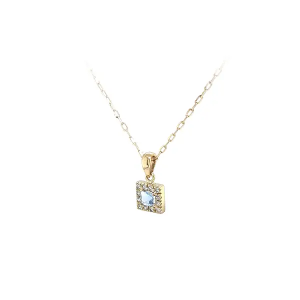 Mặt dây chuyền vàng đính đá xanh