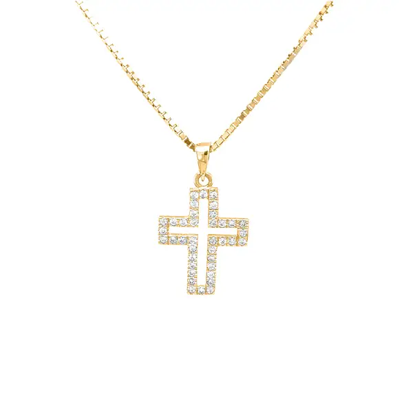 Thánh giá vàng với đá zircon