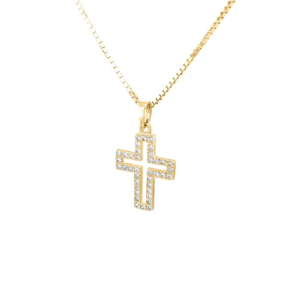 Thánh giá vàng với đá zircon