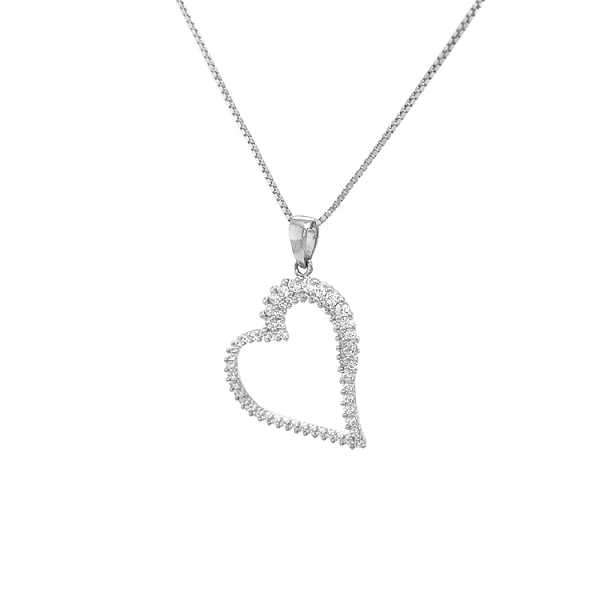 Mặt dây chuyền hình trái tim bằng vàng đính đá zircon