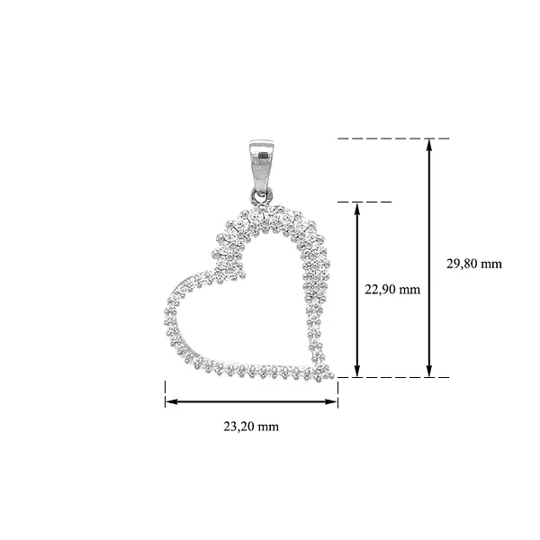Mặt dây chuyền hình trái tim bằng vàng đính đá zircon