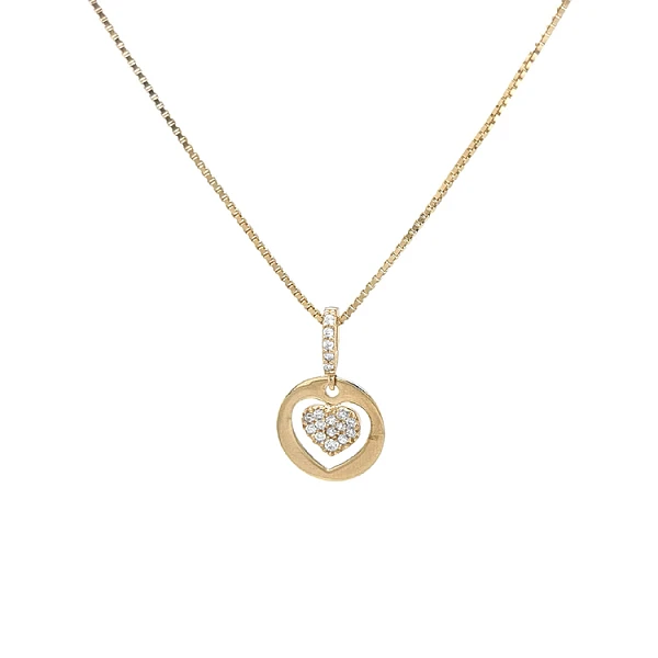 Mặt dây chuyền hình trái tim bằng vàng đính đá zircon