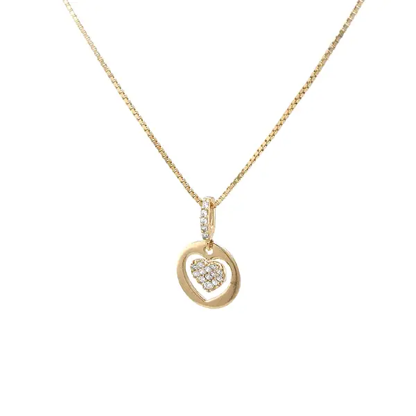 Mặt dây chuyền hình trái tim bằng vàng đính đá zircon
