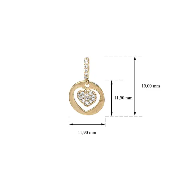 Mặt dây chuyền hình trái tim bằng vàng đính đá zircon