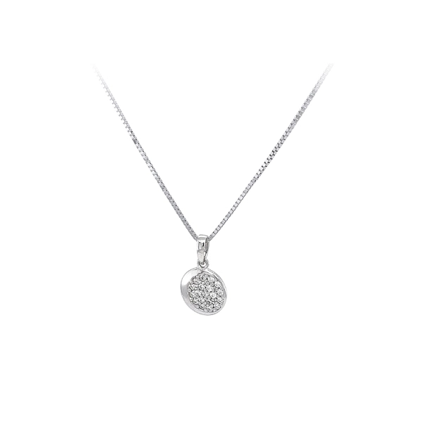 Mặt dây chuyền vàng trắng đính đá zircon