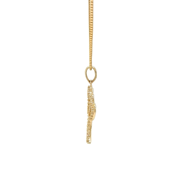 Mặt dây chuyền hình cây bằng vàng đính đá zircon