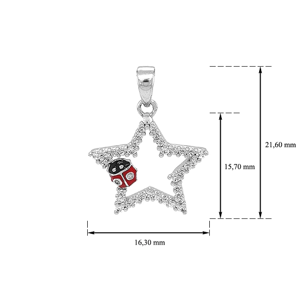 Mặt dây chuyền vàng hình ngôi sao và con bọ rùa đính đá zircon