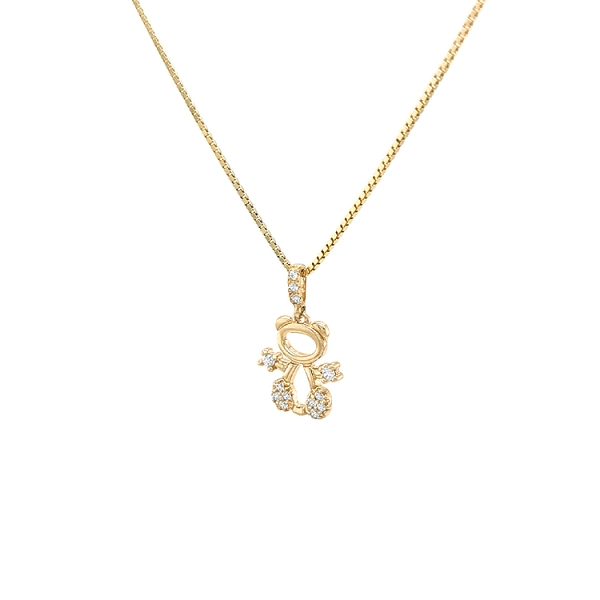 Mặt dây chuyền gấu Teddy bằng vàng với đá zircon