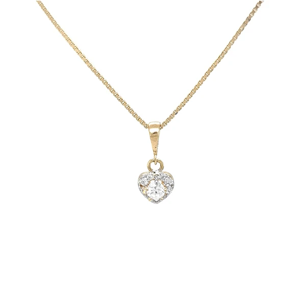 Mặt dây chuyền hình trái tim bằng vàng đính đá zircon