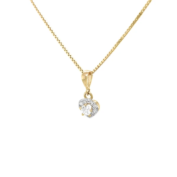 Mặt dây chuyền hình trái tim bằng vàng đính đá zircon